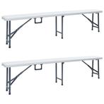 vidaXL Tuinbanken inklapbaar 2 st 180 cm HDPE wit, Verzenden, Nieuw