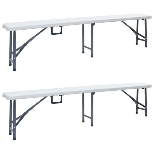 vidaXL Tuinbanken inklapbaar 2 st 180 cm HDPE wit, Tuin en Terras, Tuinsets en Loungesets, Nieuw, Verzenden
