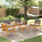 vidaXL Bistroset 5 pcs Bruin 59,5 x 70,5 x 72,5 cm Polyester, Tuin en Terras, Verzenden, Nieuw