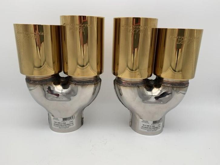 Sierstukken set gold RVS Dubbel Rond – versprongen – 2 x 76, Autos : Pièces & Accessoires, Systèmes d'échappement, Enlèvement ou Envoi