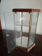 Large 33 cm glass paneled hexagonal with glass shelf -