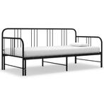 vidaXL Slaapbank uittrekbaar metaal zwart 90x200 cm, Huis en Inrichting, Verzenden, Nieuw