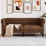 vidaXL Tweezitsbank Chesterfield-stijl stof bruin, Huis en Inrichting, Verzenden, Nieuw