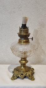 Petroleumlamp - Glas, verre, brons - pied bronze