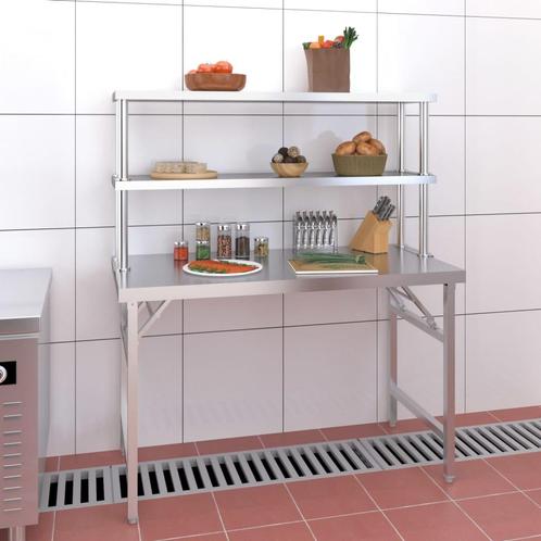 vidaXL Keukenwerktafel met bovenschap 120x60x145 cm, Zakelijke goederen, Horeca | Overige, Verzenden