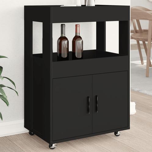 vidaXL Chariot de bar noir 60x39,5x89 cm bois, Maison & Meubles, Armoires | Dressoirs, Neuf, Envoi