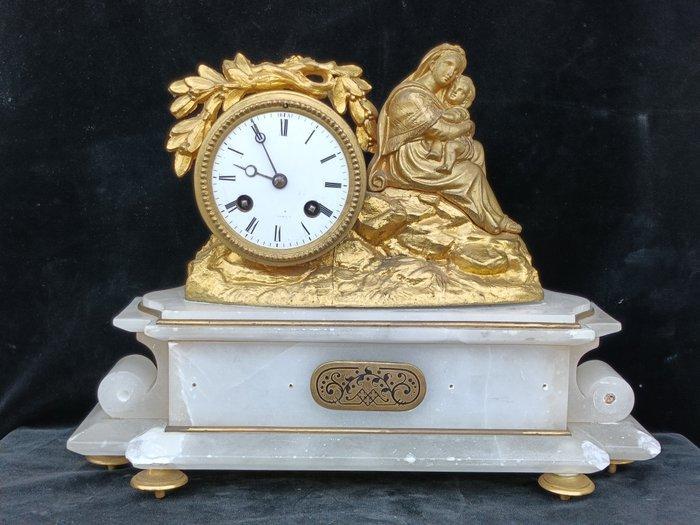 Pendule - Albast, Zinklegering - 1920-1930, Antiek en Kunst, Antiek | Klokken