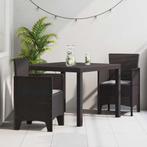 vidaXL Tuin Eettafel Set 3 pcs Bruin Polt riet, Tuin en Terras, Verzenden, Nieuw