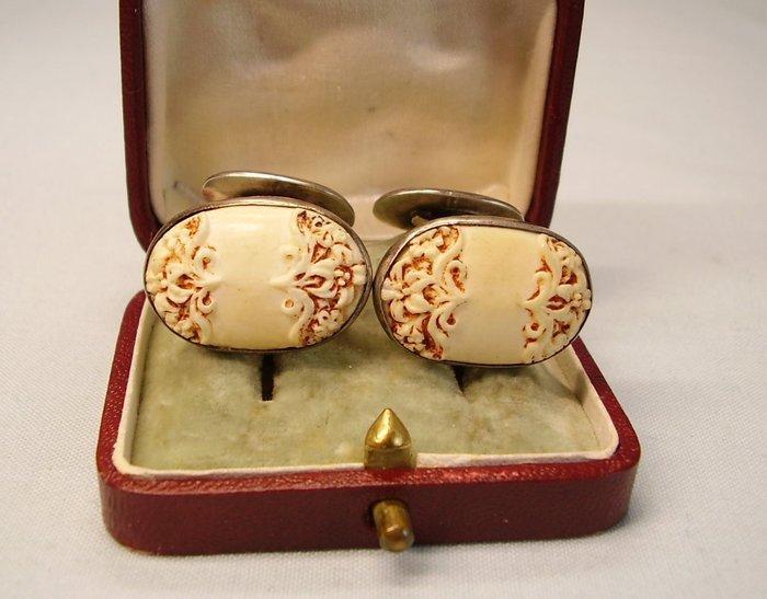 Zonder Minimumprijs - Manchetknopen Zilver Bakeliet -, Handtassen en Accessoires, Antieke sieraden