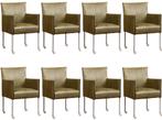 Set van 8 Olijfgroene leren moderne kuipstoel - poot rond, Huis en Inrichting, Stoelen, Nieuw, Vijf, Zes of meer stoelen, Modern