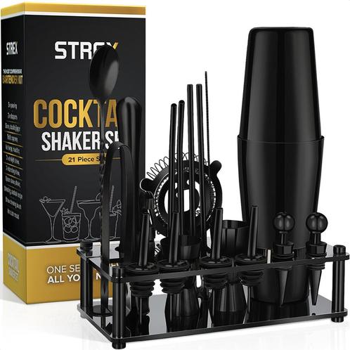 Strex Cocktail Set Zwart RVS 21 Delig (750ml) - Incl. NL, Huis en Inrichting, Keuken | Keukenbenodigdheden, Verzenden