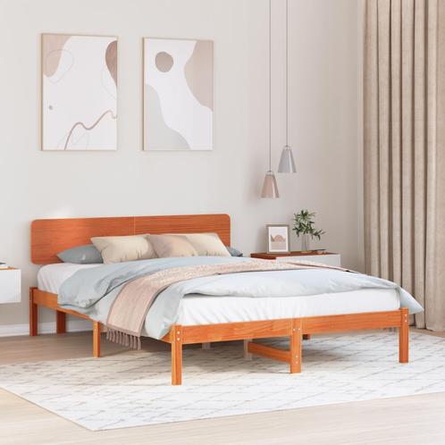 vidaXL Bedframe met hoofdeinde - Gewaxte bruine kleur -, Huis en Inrichting, Slaapkamer | Bedden, Nieuw, Verzenden