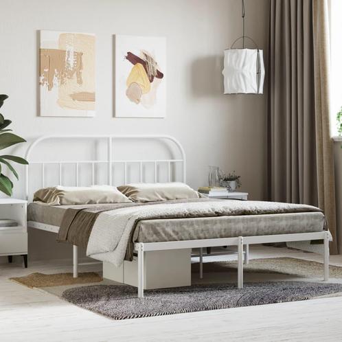 vidaXL Bedframe met hoofdbord metaal wit 140x200 cm, Huis en Inrichting, Slaapkamer | Bedden, Nieuw, Verzenden