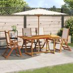 vidaXL 5-delige Tuinset massief acaciahout en textileen, Tuin en Terras, Verzenden, Nieuw, Tuinset