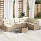 vidaXL Tuinbank Set 9 pcs Beige Poly rattan, Tuin en Terras, Verzenden, Nieuw