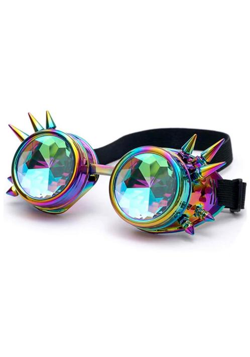 Goggles Steampunk Bril Spikes Oliekleurig Montuur Caleidosco, Kleding | Dames, Carnavalskleding en Feestkleding, Nieuw, Ophalen of Verzenden
