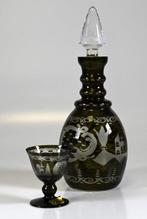 Egermann - Drinkset - Kristal - Groene karaf met zes glazen, Antiek en Kunst