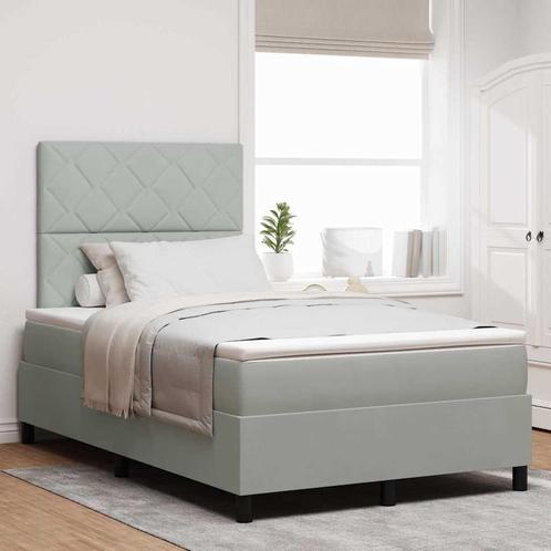 vidaXL Boxspring bed met matras Lichtgrijs 120 x 200 cm, Huis en Inrichting, Slaapkamer | Bedden, Nieuw, Verzenden