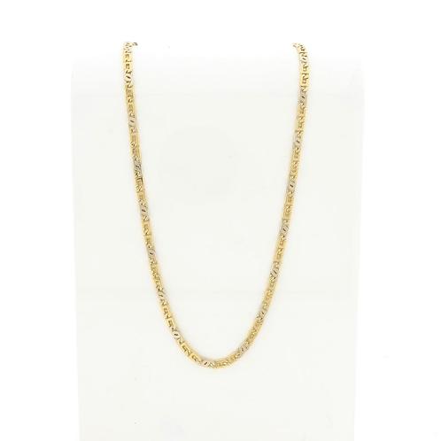 Bicolor gouden marine schakel ketting; Heren | 60,5 cm, Handtassen en Accessoires, Kettingen, Overige kleuren, Gebruikt, Goud