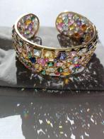 Armband - 18 karaat Geel goud - Stijve armband in goud en, Handtassen en Accessoires, Armbanden, Nieuw