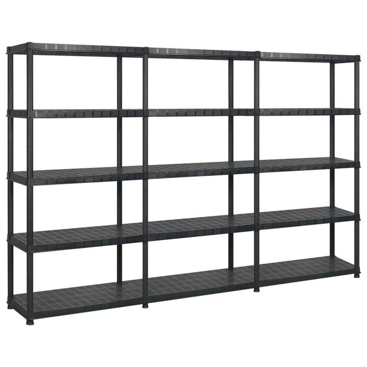 vidaXL Opbergrek 5-laags 274,5x45,7x185 cm kunststof zwart, Huis en Inrichting, Kasten | Stellingkasten, Nieuw, Verzenden