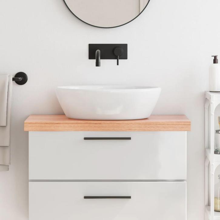 vidaXL Wastafelblad 80x30x(2-6) cm behandeld massief hout, Huis en Inrichting, Keuken | Keukenelementen, Nieuw, Verzenden