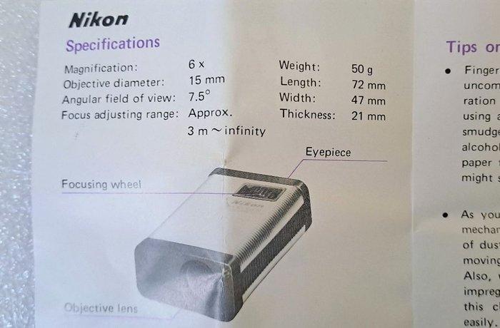 Monoculair - Nikon Monocular 6x15D; silver; boxed - 1990s -, Verzamelen, Foto-apparatuur en Filmapparatuur