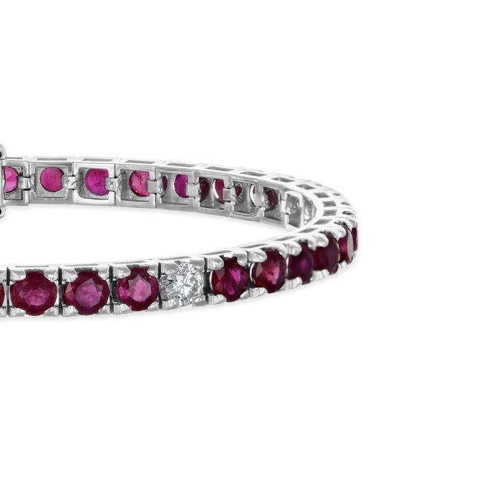Armband - 18 karaat Witgoud - 8.65ct. tw. Robijn - Diamant, Handtassen en Accessoires, Armbanden