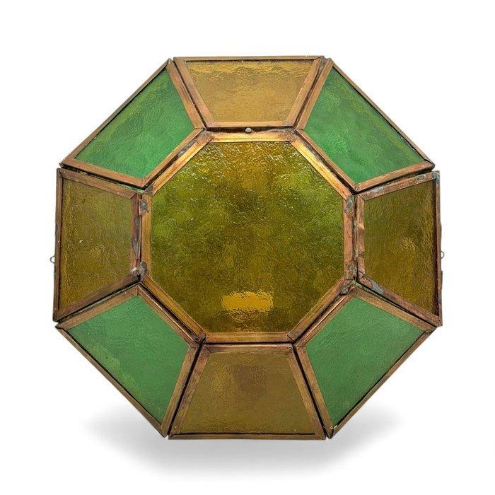 Lamp - Messing, Glazuur - Vidriera Colores, Antiquités & Art, Curiosités & Brocante