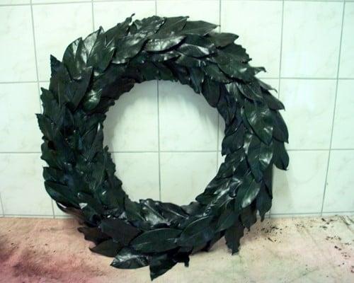 Bladkrans geprepareerd magnoliablad groen herdenkingskrans, Huis en Inrichting, Woonaccessoires | Kunstplanten en Kunstbloemen