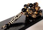 Gele agaat en obsidiaan - Ketting - Boeddhistische mala –