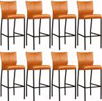 Set van 8 Leren barstoel hoog - Echt leer, Modern,, Huis en Inrichting, Stoelen, Nieuw, Vijf, Zes of meer stoelen, Modern, Leer
