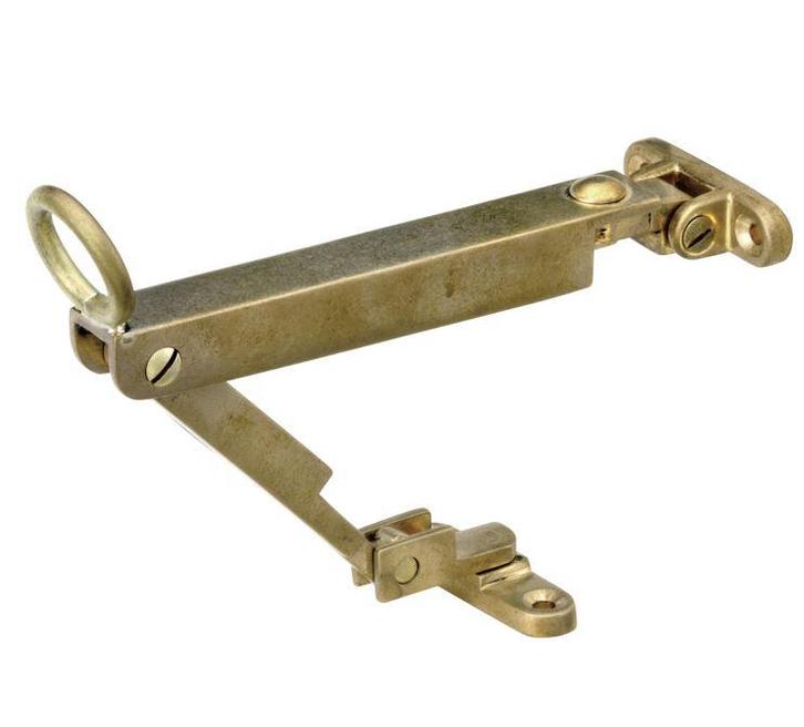 Combi uitzetter wegdraaibaar 215mm messing antiek, Doe-het-zelf en Bouw, Hang- en Sluitwerk, Klink of Kruk, Nieuw, Overige materialen