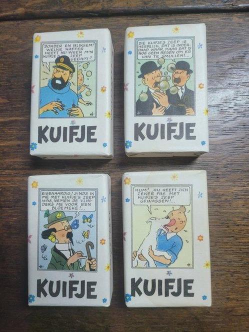 Kuifje : 4 zeepblokjes van de jaren 1950 + 4 wenskaarten met, Boeken, Strips | Comics