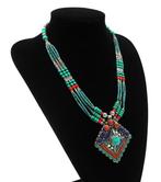 Turquoise - Tibetaans zilver - Ketting met hanger - Corail,
