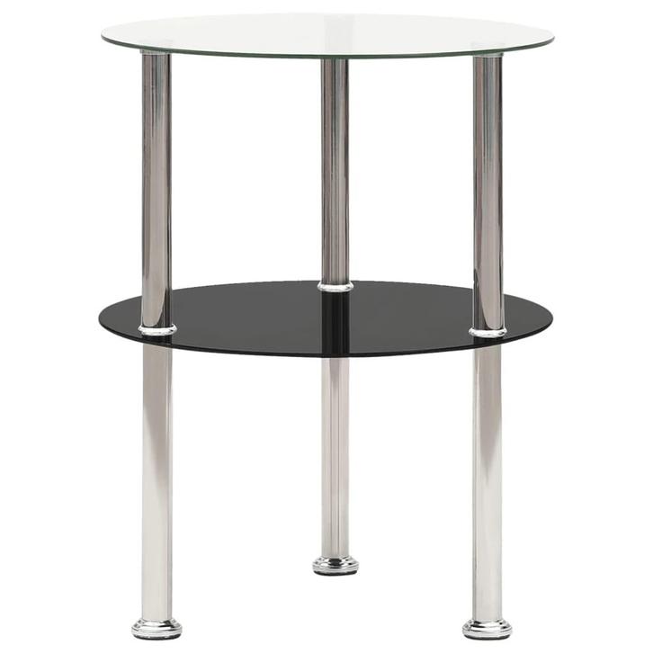 vidaXL Bijzettafel 2-laags 38 cm gehard glas transparant en, Huis en Inrichting, Tafels | Bijzettafels, Nieuw, Verzenden