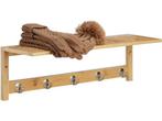 Veiling - Wandplank met 5 haken - bamboe - 18 x 62 x 16 cm