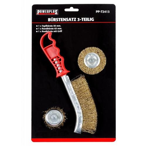 Set van 3 borstels: 1 x staalborstel met handvat + 1 x 50 mm, Doe-het-zelf en Bouw, Gereedschap | Overige machines, Ophalen of Verzenden