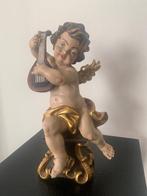 Sculpture - ange en bois avec harpe - 35 cm (1) - Bois, Antiquités & Art, Antiquités | Livres & Manuscrits