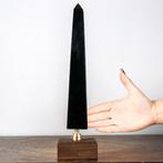 Zwarte Obsidiaan Obelisk - Zeer Exclusief - Houten Messing