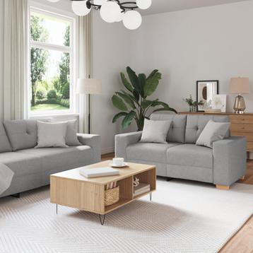 vidaXL 3-Delige Sofa Set met Kussens in Lichtgrijze Stof, Verzenden