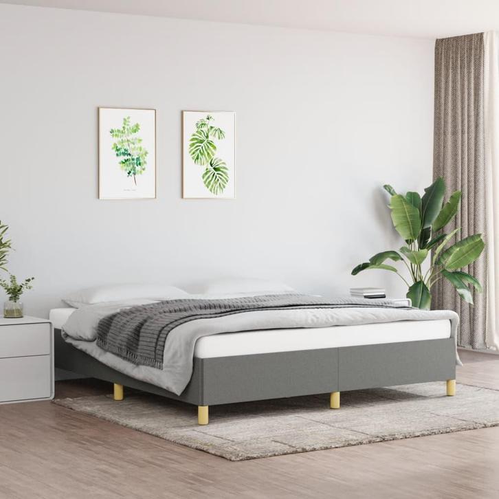 vidaXL Boxspring bed stof donkergrijs 160x200 cm, Huis en Inrichting, Slaapkamer | Bedden, Nieuw, Verzenden