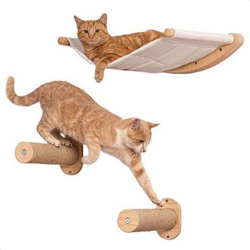 Tweedekans | LBB Katten klimmuur met Hangmat - Beige - beschikbaar voor biedingen