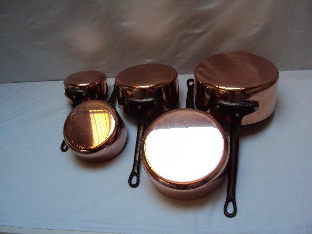 5 Casseroles Cuivre étamées à la main à lancienne -, Antiquités & Art, Antiquités | Ustensiles de cuisine