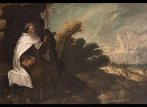 Juan de Solis - Fraile ermitaño en Monte Carmelo, Antiquités & Art, Art | Peinture | Classique