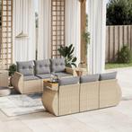 vidaXL 7-delige Loungeset met kussens poly rattan beige, Verzenden, Nieuw, Loungeset