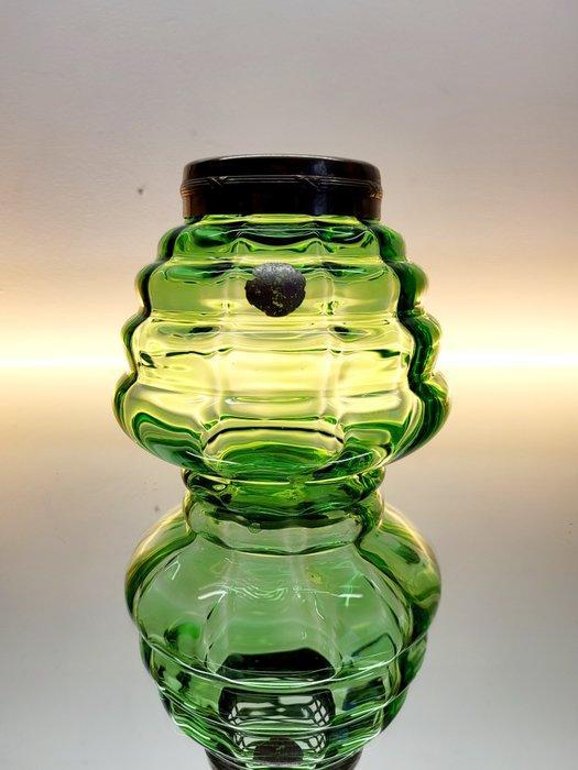 Vaas - uraniumglas - pique fleur uranium, Antiek en Kunst, Kunst | Designobjecten