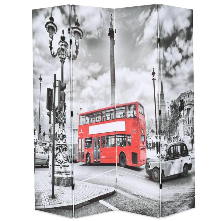 vidaXL Kamerscherm inklapbaar Londen bus 160x170 cm zwart en, Huis en Inrichting, Woonaccessoires | Overige, Nieuw, Verzenden