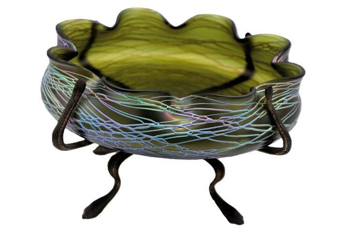 Tigela Pallme König Art Nouveau em vidro iridescente, -, Antiek en Kunst, Antiek | Glaswerk en Kristal