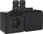 Dubbele Horizontale IP44 Stopcontactuitgang 16A 250V Zwart -, Doe-het-zelf en Bouw, Verzenden, Nieuw
